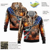 Joycorners Custom Stitched Camo White-Black 3D American Flag And Hunting Tools Deer Hunting Sports Pullover 3D Hoodie