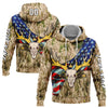 Joycorners Custom Stitched City Cream White-Black 3D American Flag And Deer Skull Hunting Sports Pullover 3D Hoodie