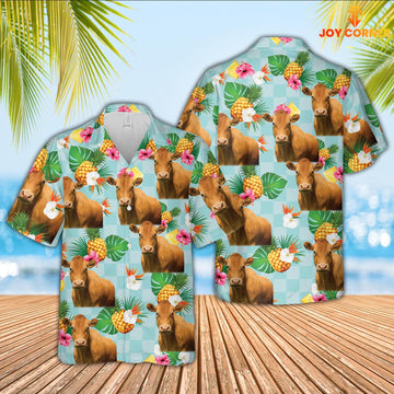 Joy Corners Limousin Flower Pattern 3D Hawaiian Shirt