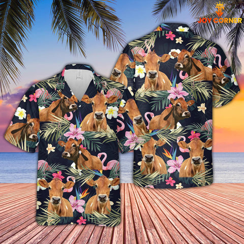Joy Corners Jersey And Flamingo Flower Pattern 3D Hawaiian Shirt