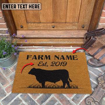 Joycorners Custom Name Angus Cattle Coir Doormat