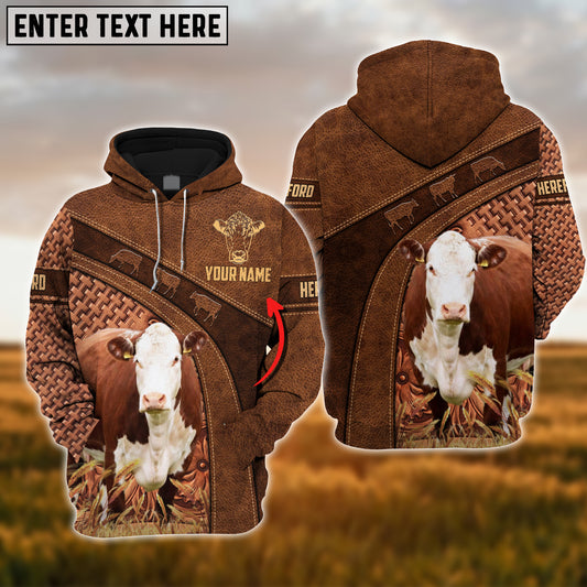 Joycorners Farm Custom Name Hereford Cattle Brown 3D Printed Hoodie