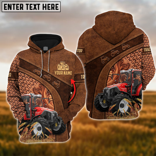 Joycorners Farm Custom Name Red Tractor Brown 3D Printed Hoodie