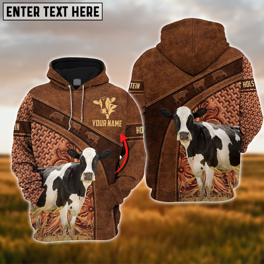 Joycorners Farm Custom Name Holstein Cattle Brown 3D Printed Hoodie