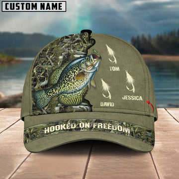 Joycornerss Crappie Fishing Hooked On Freedom Personalized Name Blue 3D Classic Cap