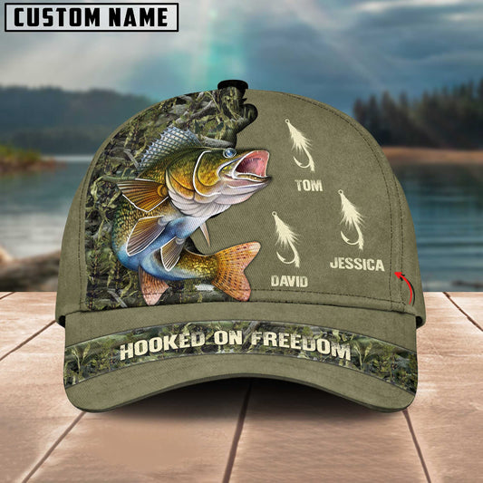 Joycornerss Walleye Fishing Hooked On Freedom Personalized Name Blue 3D Classic Cap