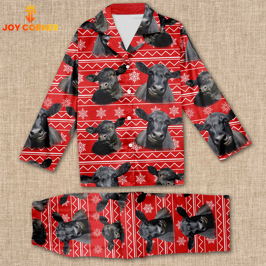 Joycorners Black Angus Christmas Pattern 3D Pajamas