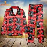 Joycorners Black Angus Christmas Pattern 3D Pajamas