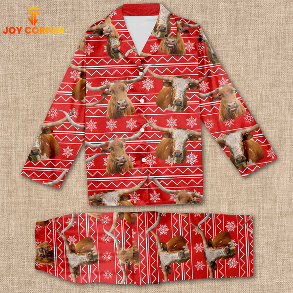 Joycorners Texas Longhorn Christmas Pattern 3D Pajamas