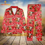 Joycorners Texas Longhorn Christmas Pattern 3D Pajamas