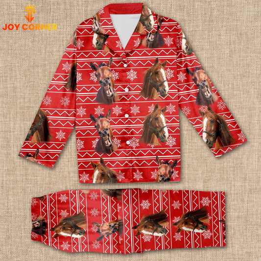 Joycorners Horse Christmas Pattern 3D Pajamas