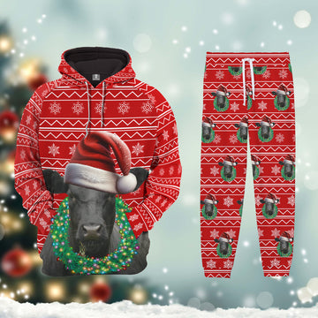 Joycorners Black Angus Custom Name Merry Christmas 3D Printed Hoodie