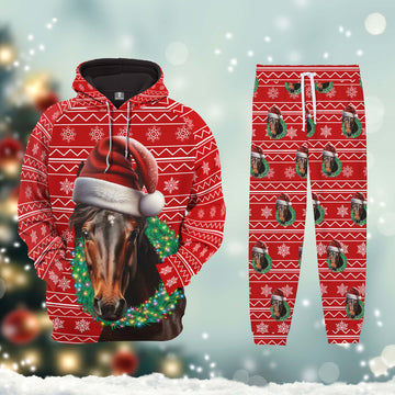 Joycorners Horse Custom Name Merry Christmas 3D Printed Hoodie