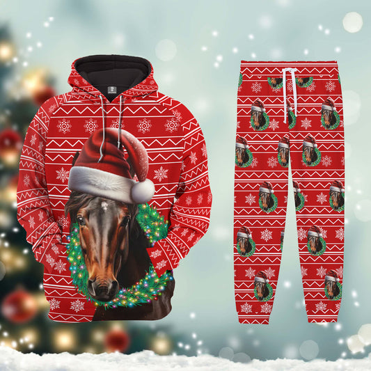 Joycorners Horse Custom Name Merry Christmas 3D Printed Hoodie