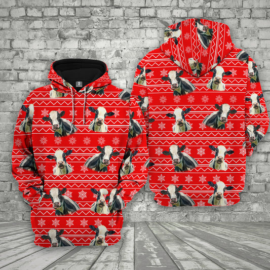 Joycorners Farm Holstein Christmas Pattern 3D Printed Hoodie