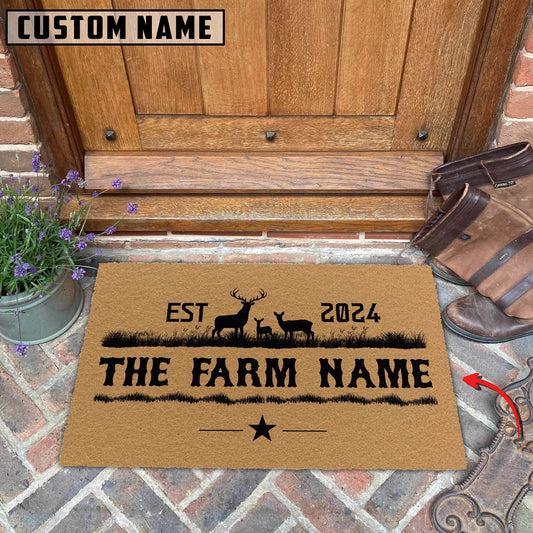 Joycorners Deer Custom Farm Name And Year Coir Doormat