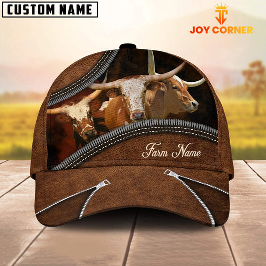 Joycorners Happiness Texas Longhorn Customized Farm Name 3D Classic Cap