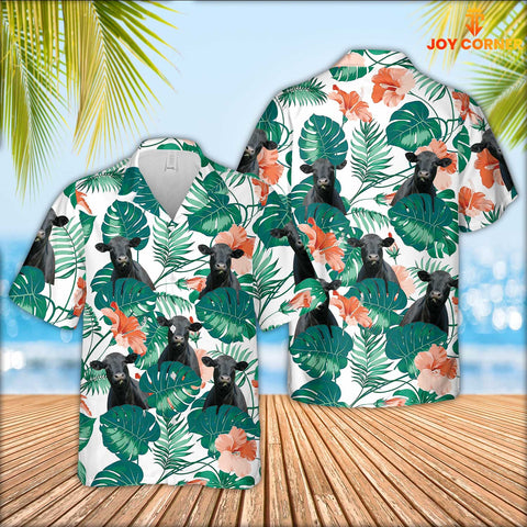 Joy Corners Black Angus Pattern 3D Men Hawaiian Shirt