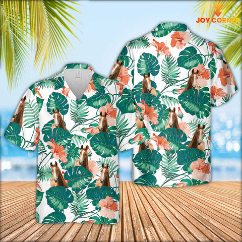 Joy Corners Horse Pattern 3D Men Hawaiian Shirt