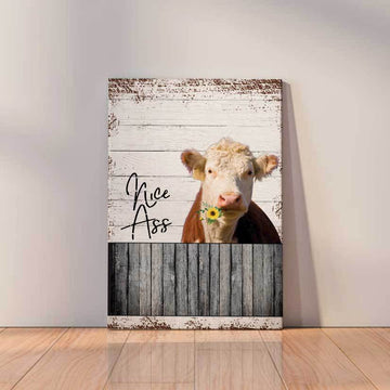 Joycorners Framed Canvas Wall Decor Funny Hereford Sunflower Bathroom Farmhouse Bathroom Wall Art For RestroomCanvas Prints, Wall Art