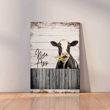 Joycorners Framed Canvas Wall Decor Funny Holstein Sunflower Bathroom Farmhouse Bathroom Wall Art For Restroom Canvas Prints, Wall Art