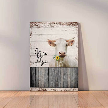 Joycorners Framed Canvas Wall Decor Funny Charolais Sunflower Bathroom Farmhouse Bathroom Wall Art For Restroom Canvas Prints, Wall Art