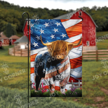 Joycorners Highland Cattle US Flag Farming 3D Flag