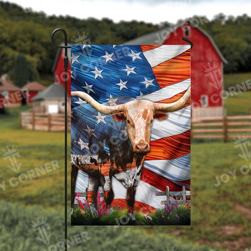 Joycorners Texas Longhorn Cattle US Flag Farming 3D Flag