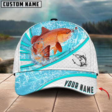 Joycornerss Custom Name Red Fish Fishing Water Tornado 3D Classic Cap