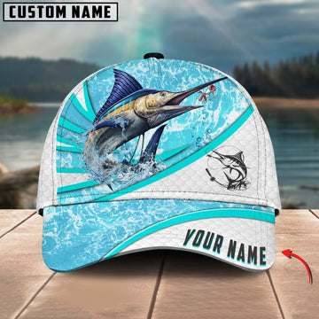 Joycornerss Custom Name Marlin Fishing Water Tornado 3D Classic Cap