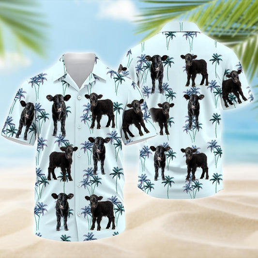 Joy Corners Black Angus Baby Light Blue Pattern 3D Hawaiian Shirt