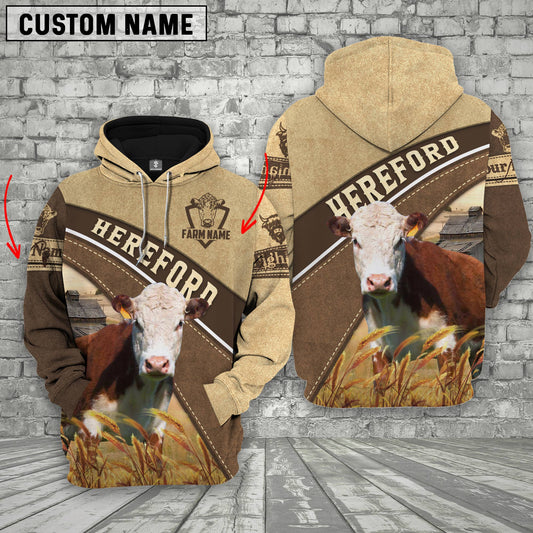 Joycorners Farm Custom Name Hereford Cattle 3D Printed Hoodie