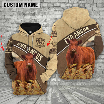 Joycorners Farm Custom Name Red Angus 3D Printed Hoodie