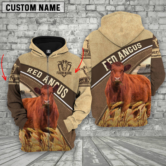 Joycorners Farm Custom Name Red Angus 3D Printed Hoodie