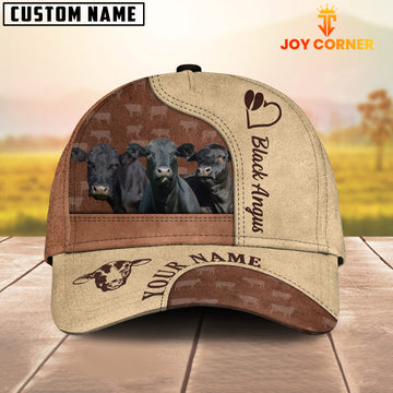 Joycorners Customized Name Black Angus Happiness Brown Yellow Cap