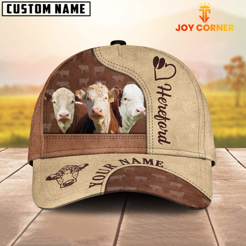 Joycorners Customized Name Hereford Happiness Brown Yellow Cap