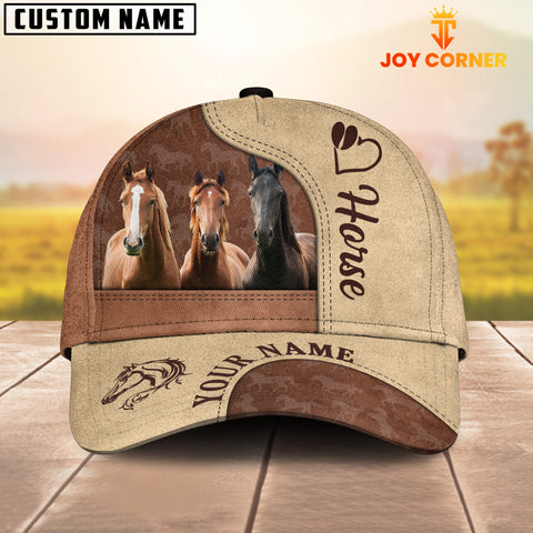 Joycorners Customized Name Horse Happiness Brown Yellow Cap