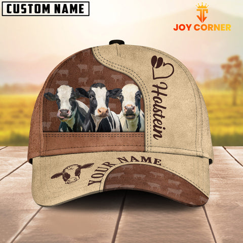 Joycorners Customized Name Holstein Happiness Brown Yellow Cap
