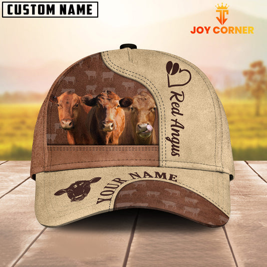 Joycorners Customized Name Red Angus Happiness Brown Yellow Cap