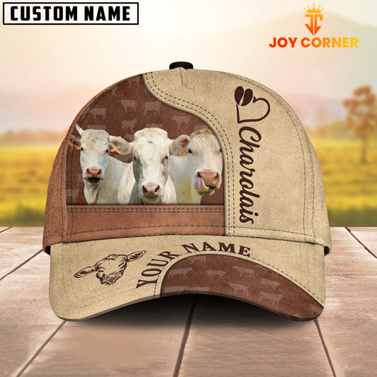 Joycorners Customized Name Charolais Happiness Brown Yellow Cap