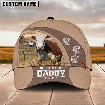 Joycorners Best Hereford Dad Customized Name Cap