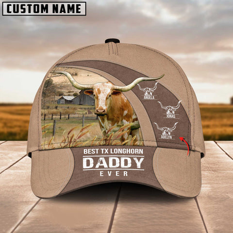 Joycorners Best Texas Longhorn Dad Customized Name Cap