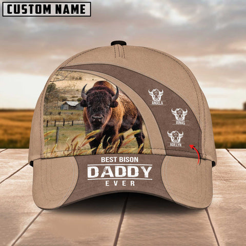 Joycorners Best Bison Dad Customized Name Cap