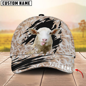 Joycorners Customized Name Sheep Leather Pattern 3D Classic Cap