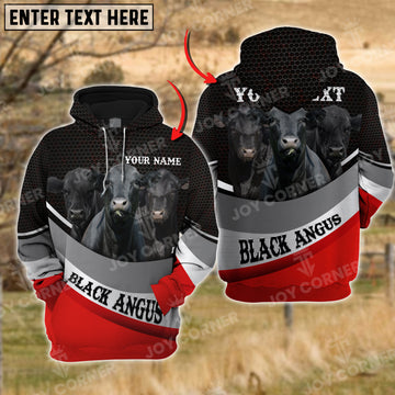 Joycorners Farm Black Angus Custom Name And Farm name Metal Pattern 3D Printed Hoodie