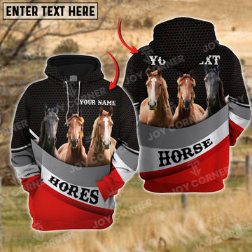 Joycorners Farm Horse Custom Name And Farm name Metal Pattern 3D Printed Hoodie