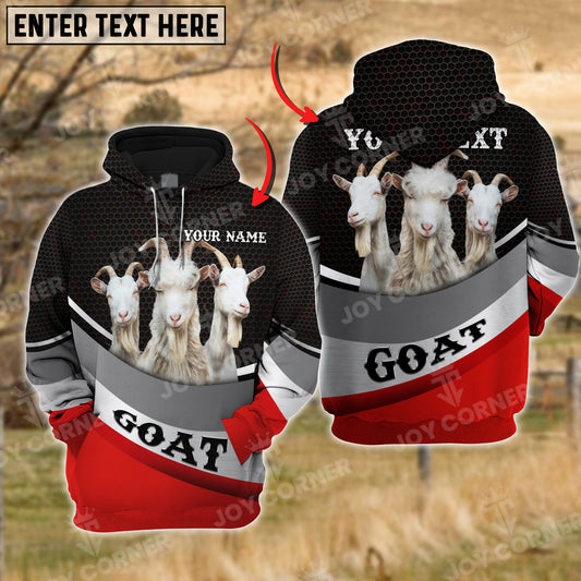 Joycorners Farm Goat Custom Name And Farm name Metal Pattern 3D Printed Hoodie