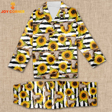 Joycorners Texas Longhorn With Sun Flower Pattern 3D Pajamas