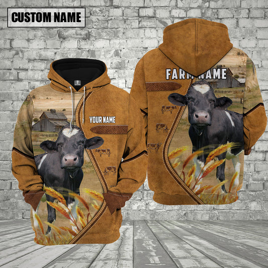 Joycorners Personalized Name And Farm Name Holstein Cattle 3D Hoodie