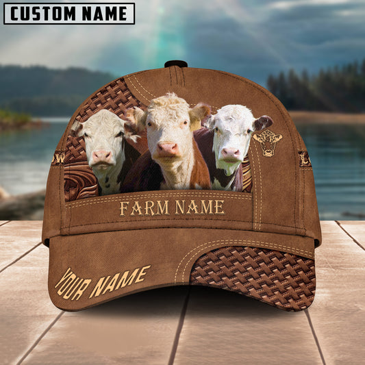 Joycorners Hereford Farm Name And Your Name Leather Pattern 3D Classic Cap